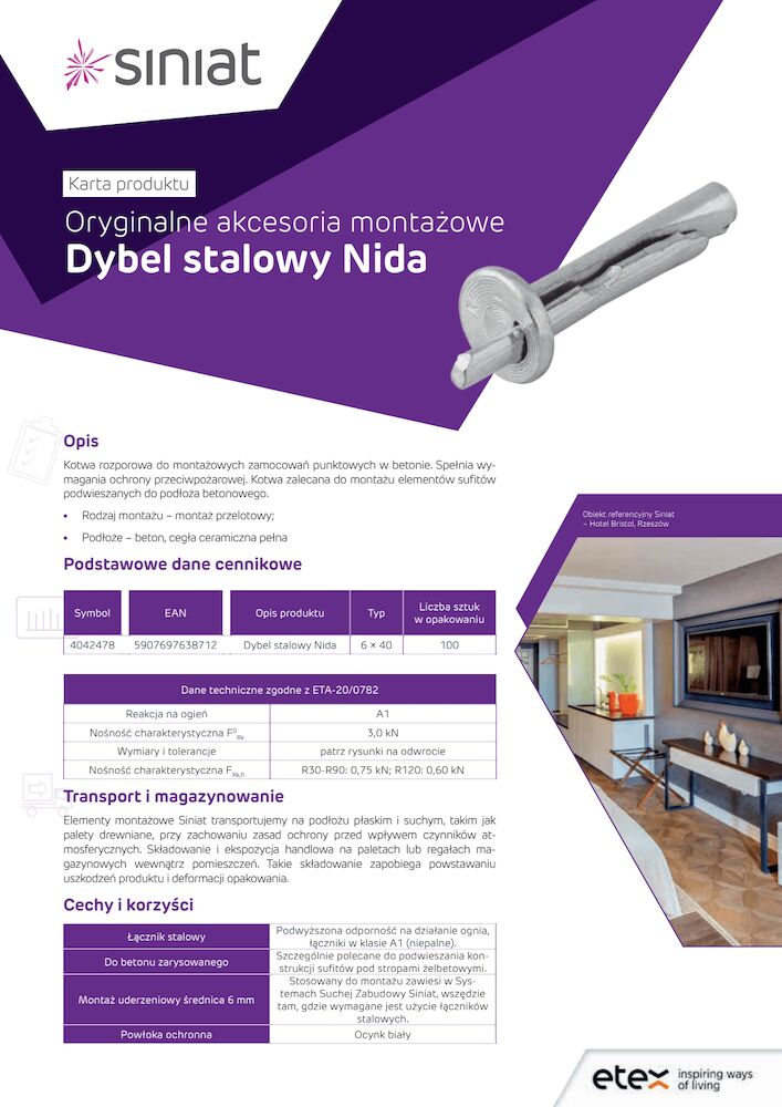 Dybel stalowy Nida