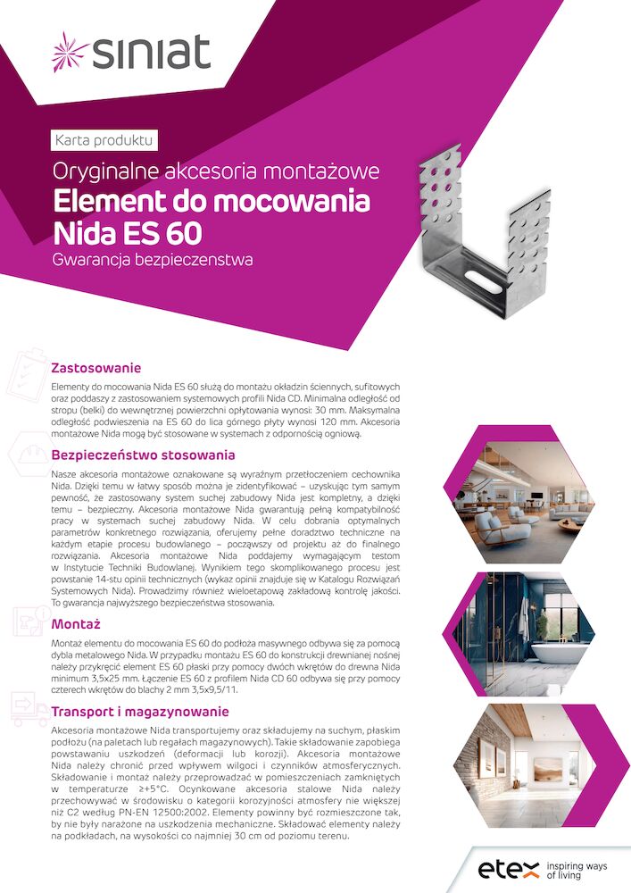 Element do mocowania Nida ES 60