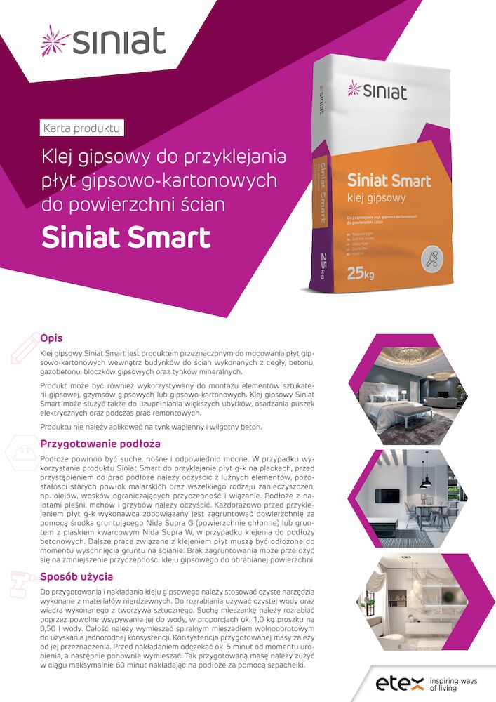 Klej gipsowy Siniat Smart